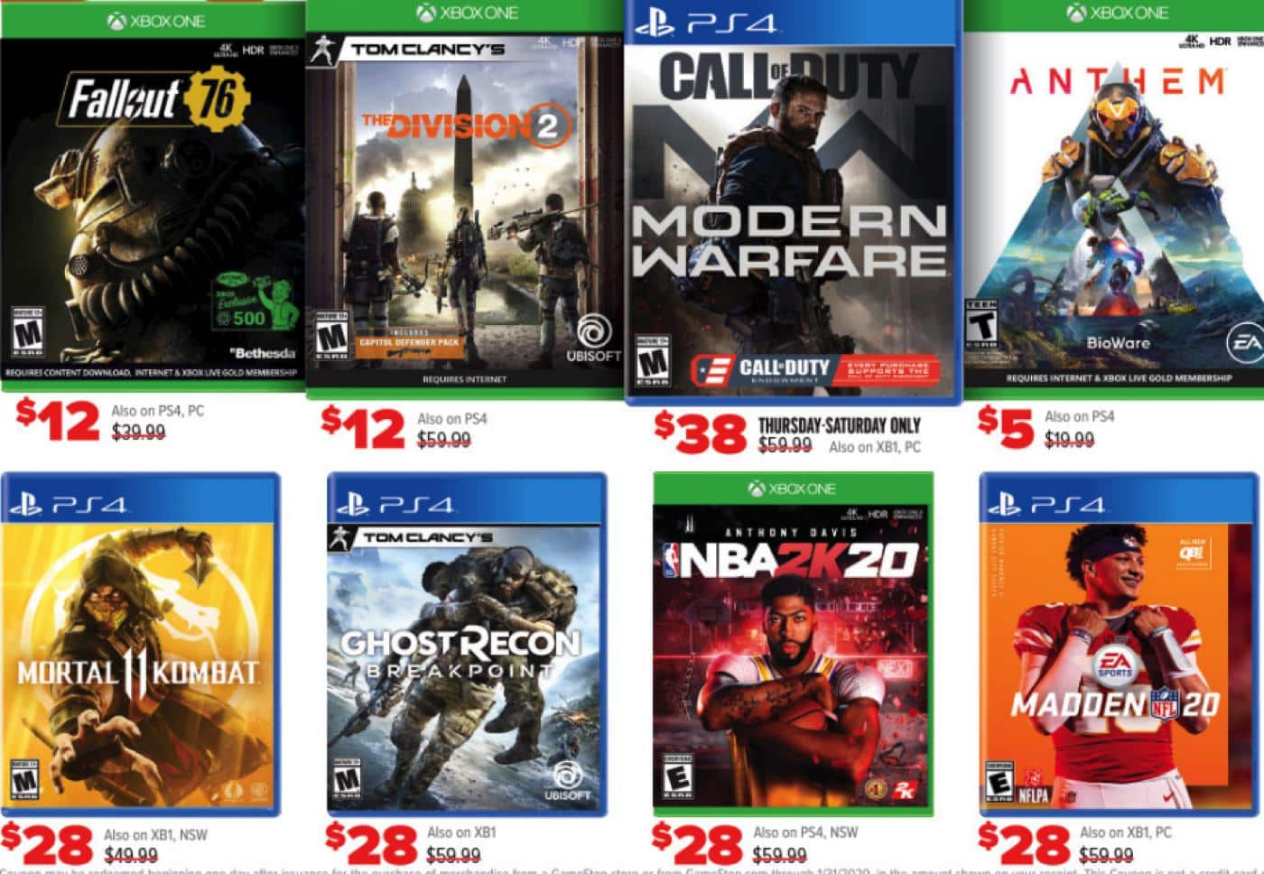 New xbox one games hot sale gamestop