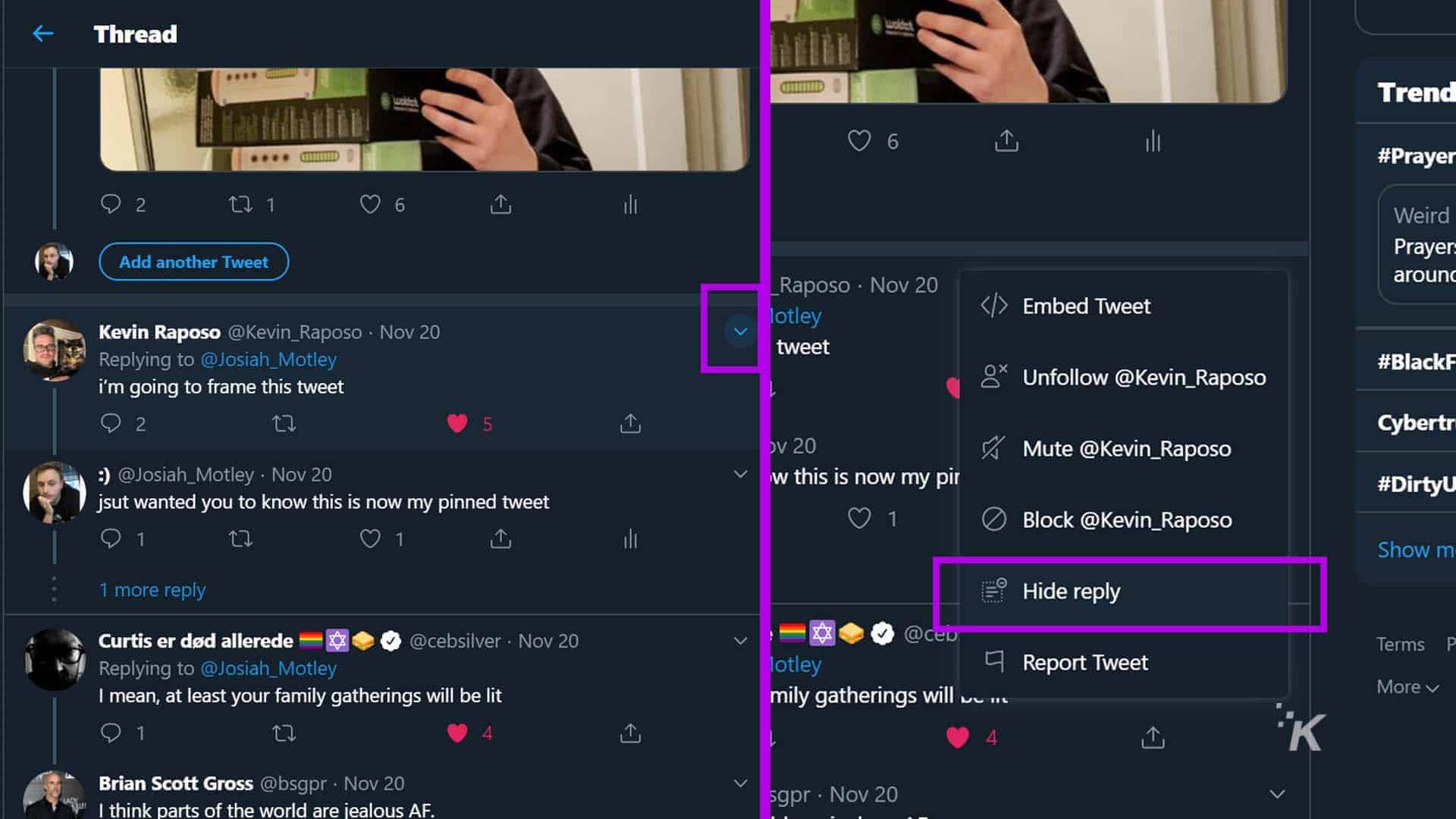 hide replies on twitter