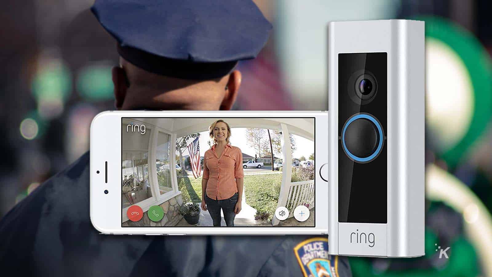 ring doorbell with police in background