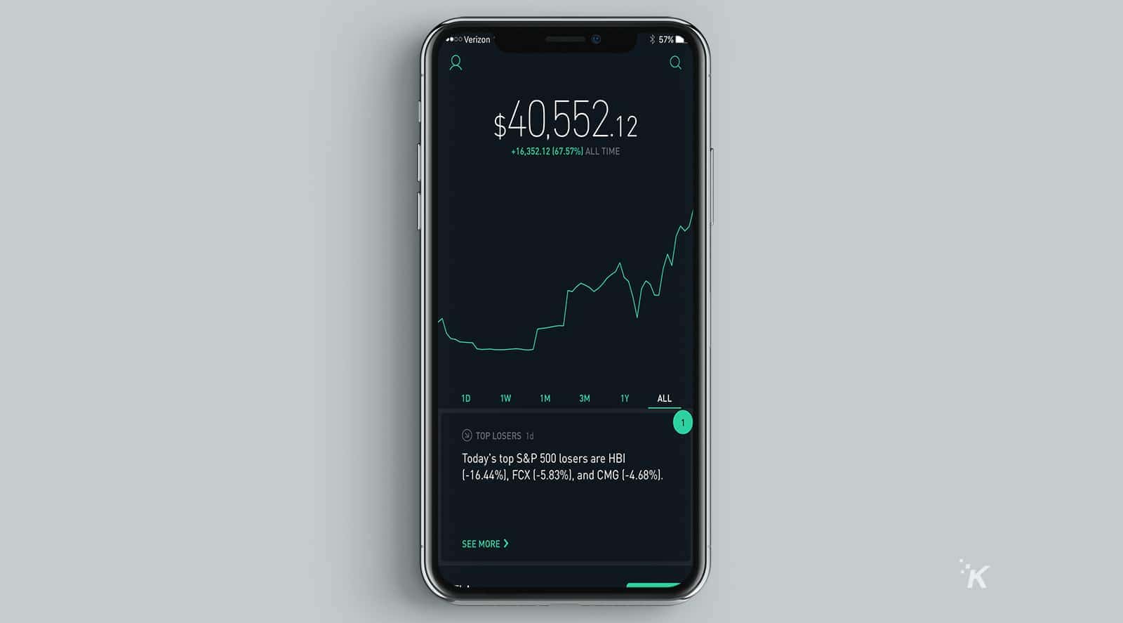 Robinhood app on an iphone