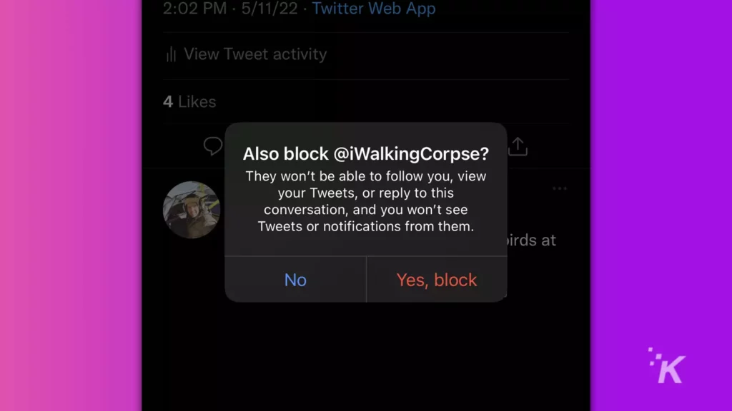 twitter block option for hiding tweets