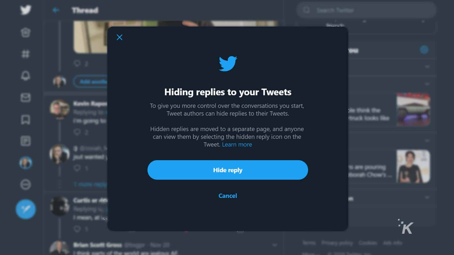 twitter hide replies feature now live