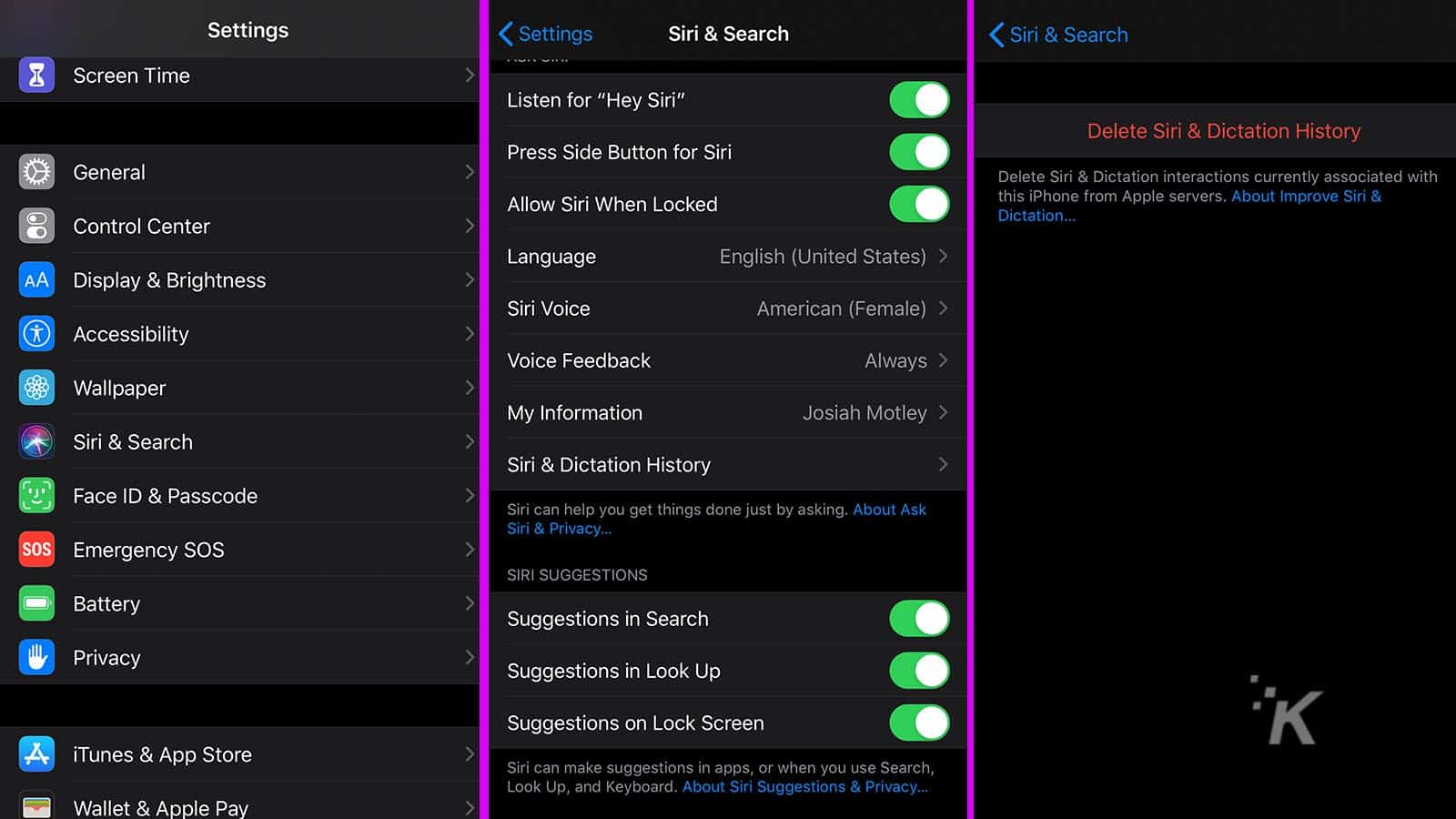 apple iphone delete siri location and data