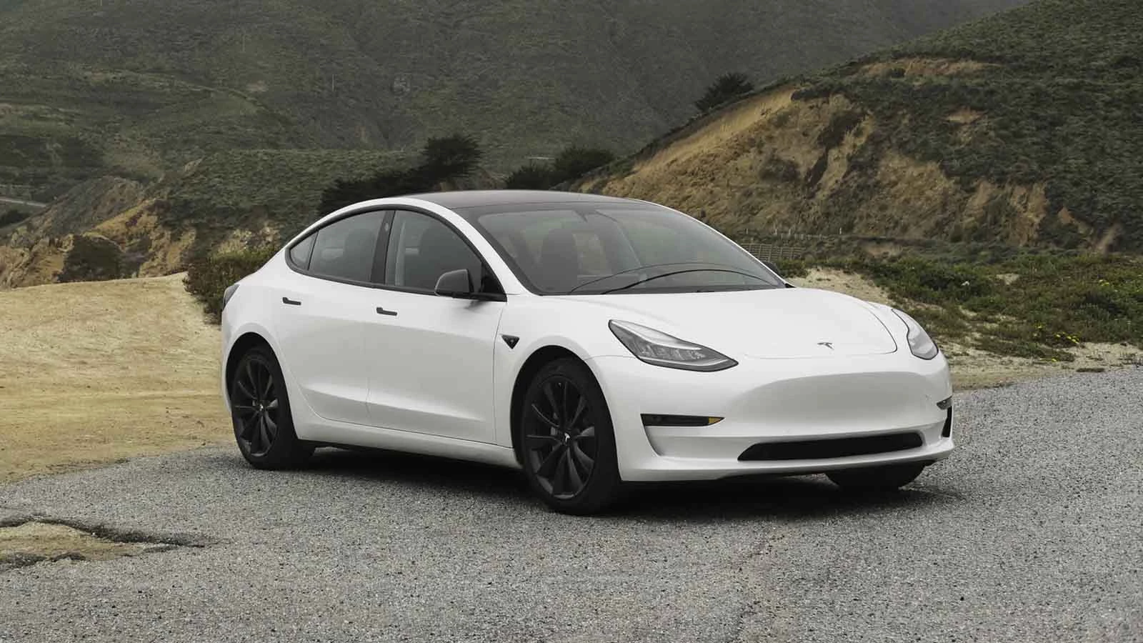 Tesla model 3 on road