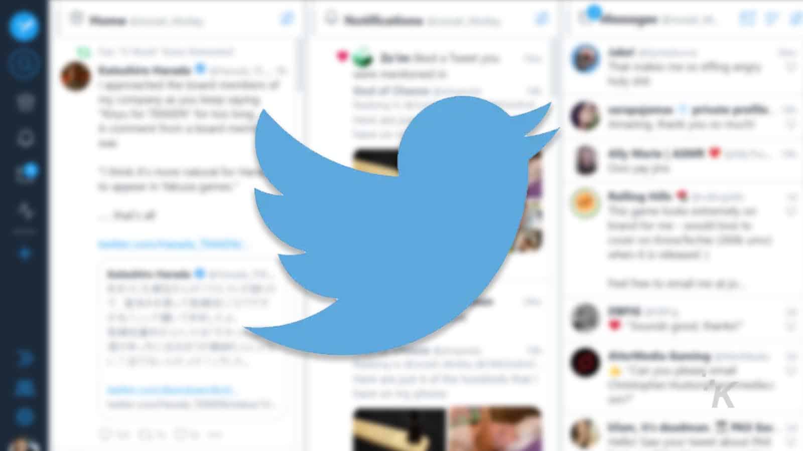 twitter logo with twitter feed in background