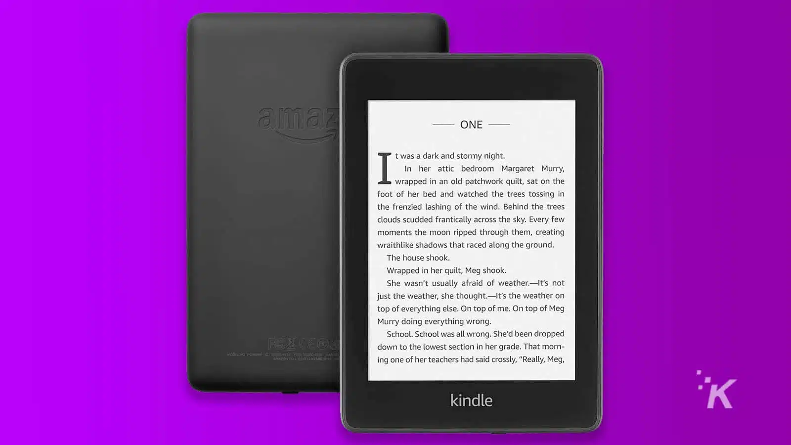 amazon kindle on purple background