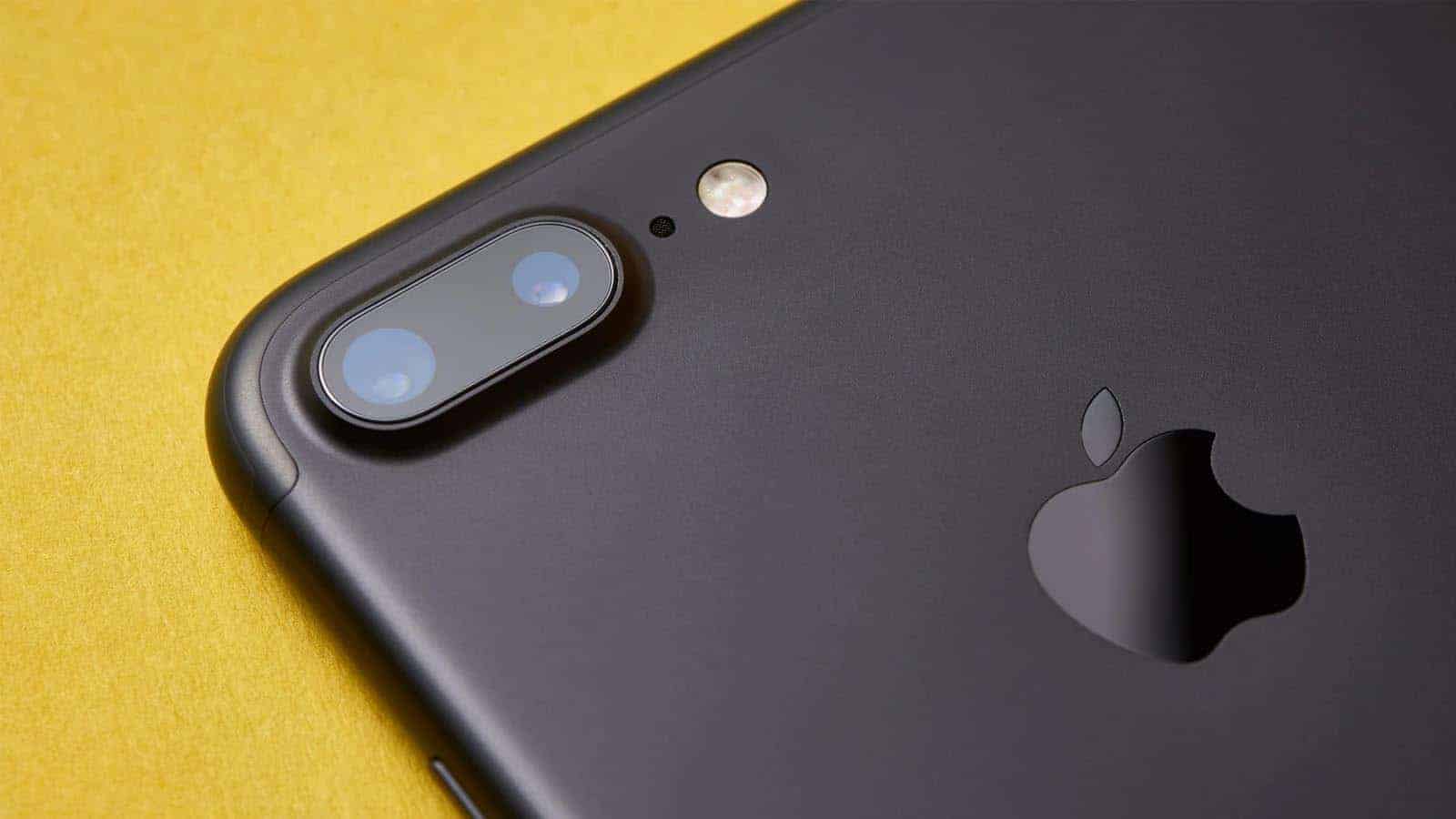 apple iphone 7 on yellow background