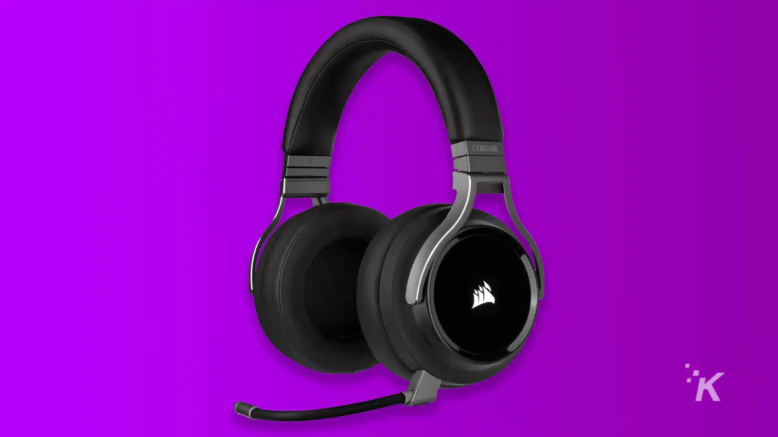corsair gaming headset on purple background