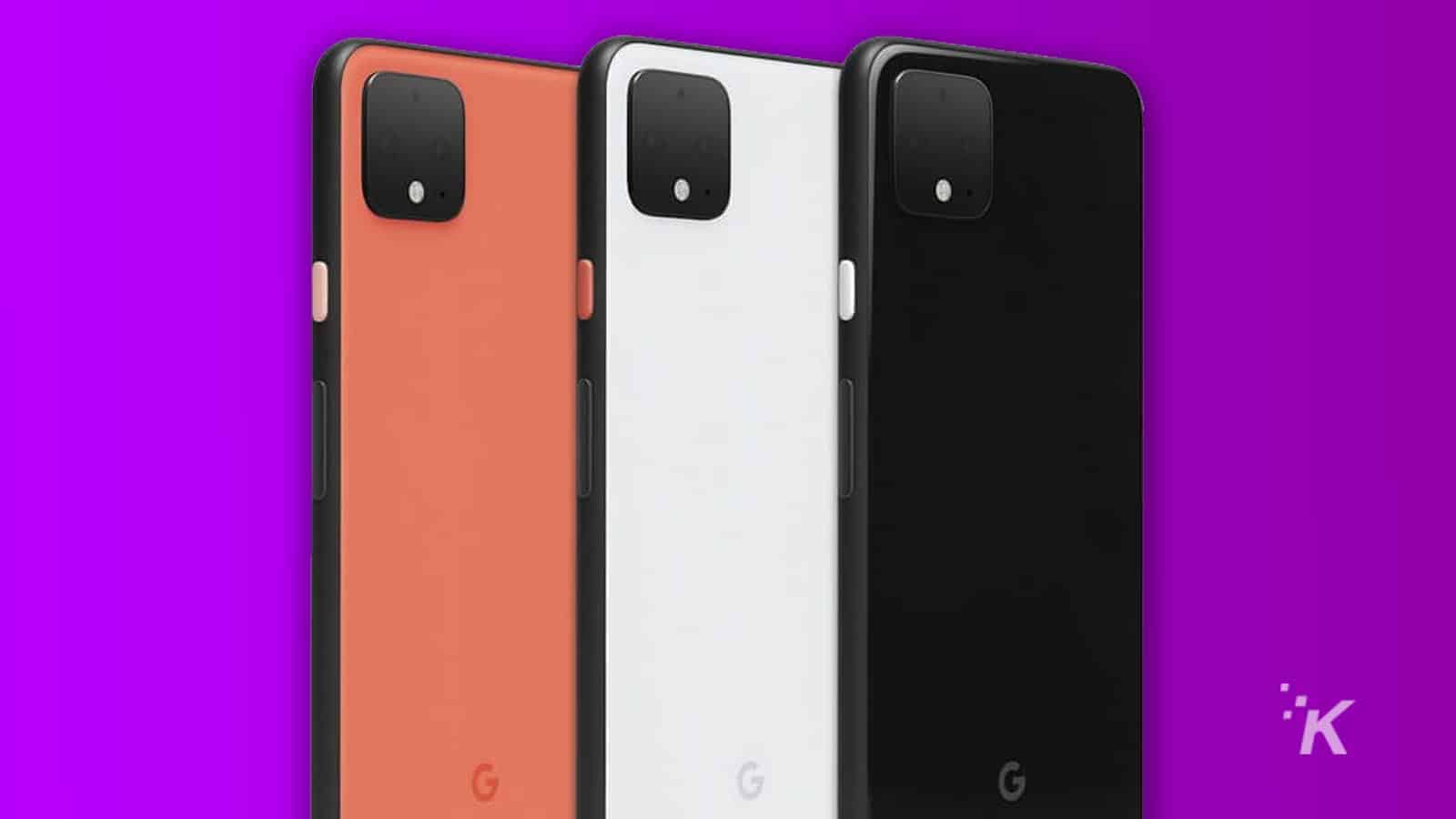 Google pixel 4 on purple background