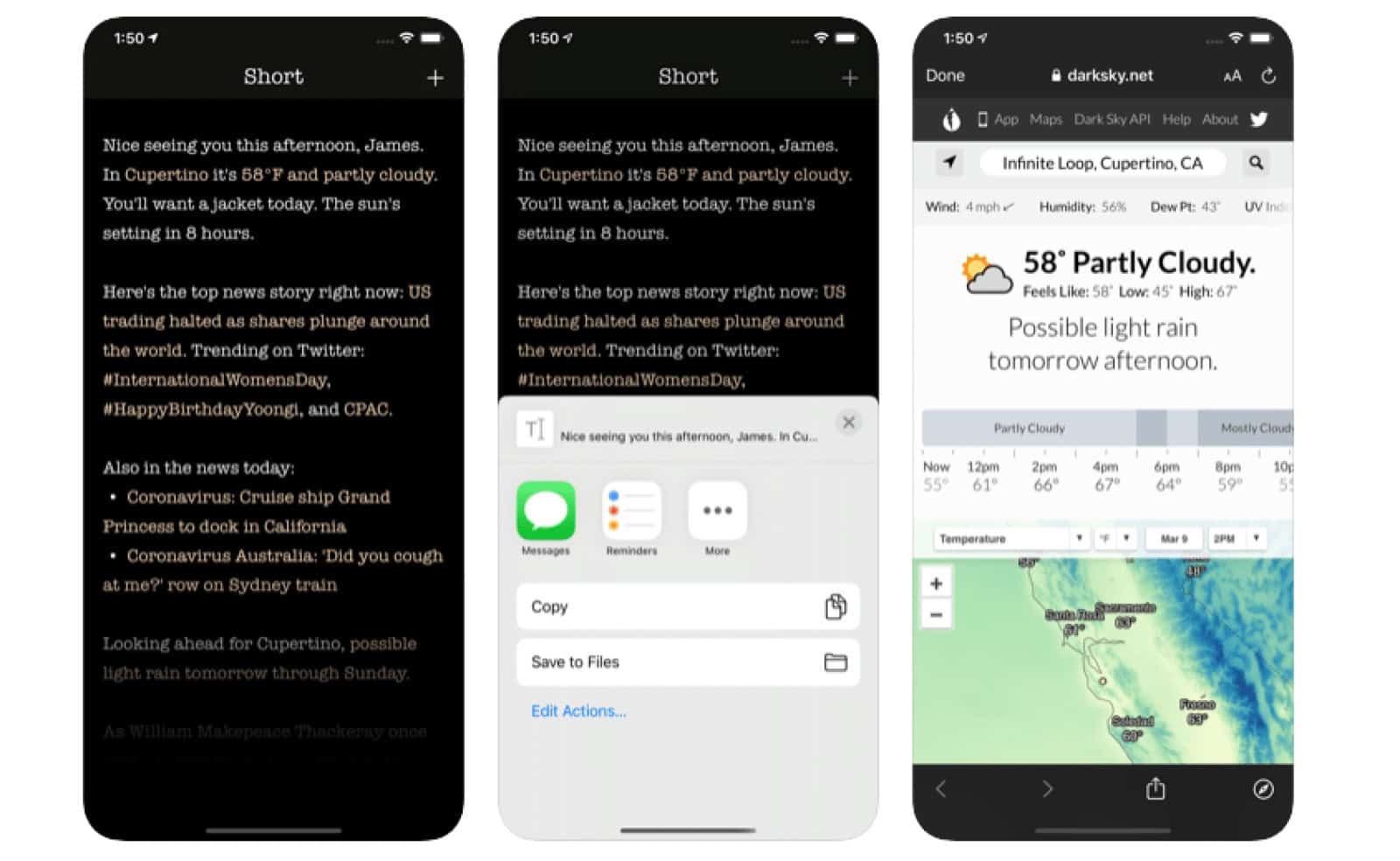screenshots of the short app