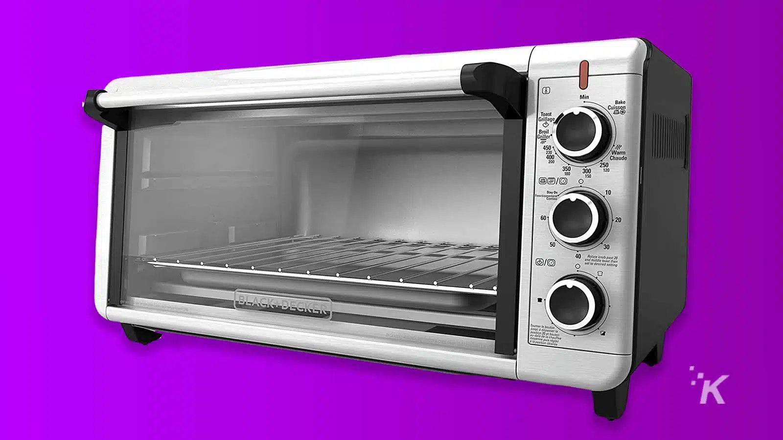 toaster oven on purple background