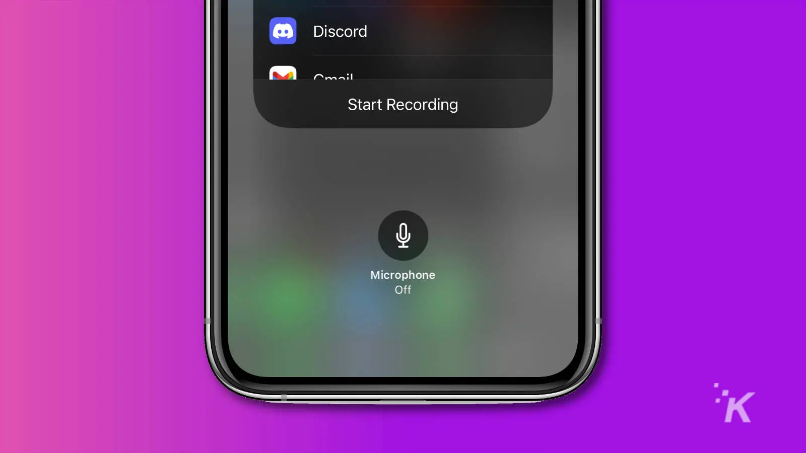 Screenshot of iphone screen recording showing where to turn the microphone on