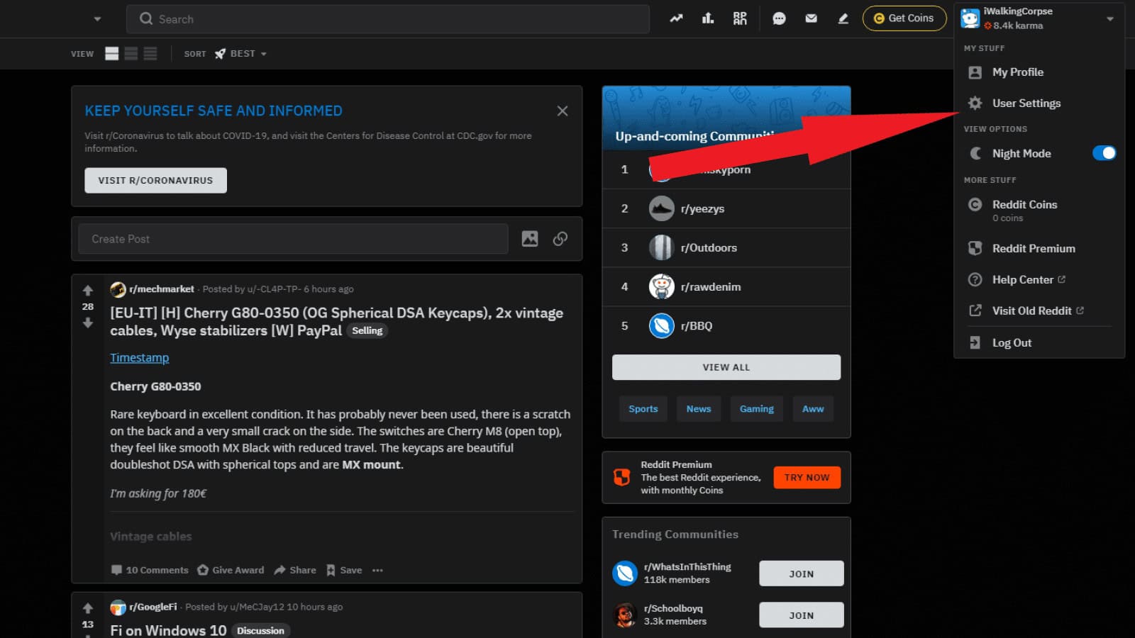 deactivate your reddit account on desktop