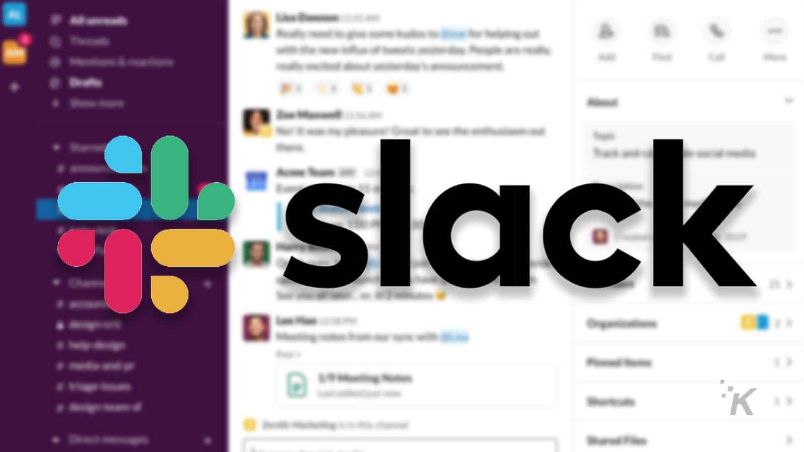 Slack logo on blurred background