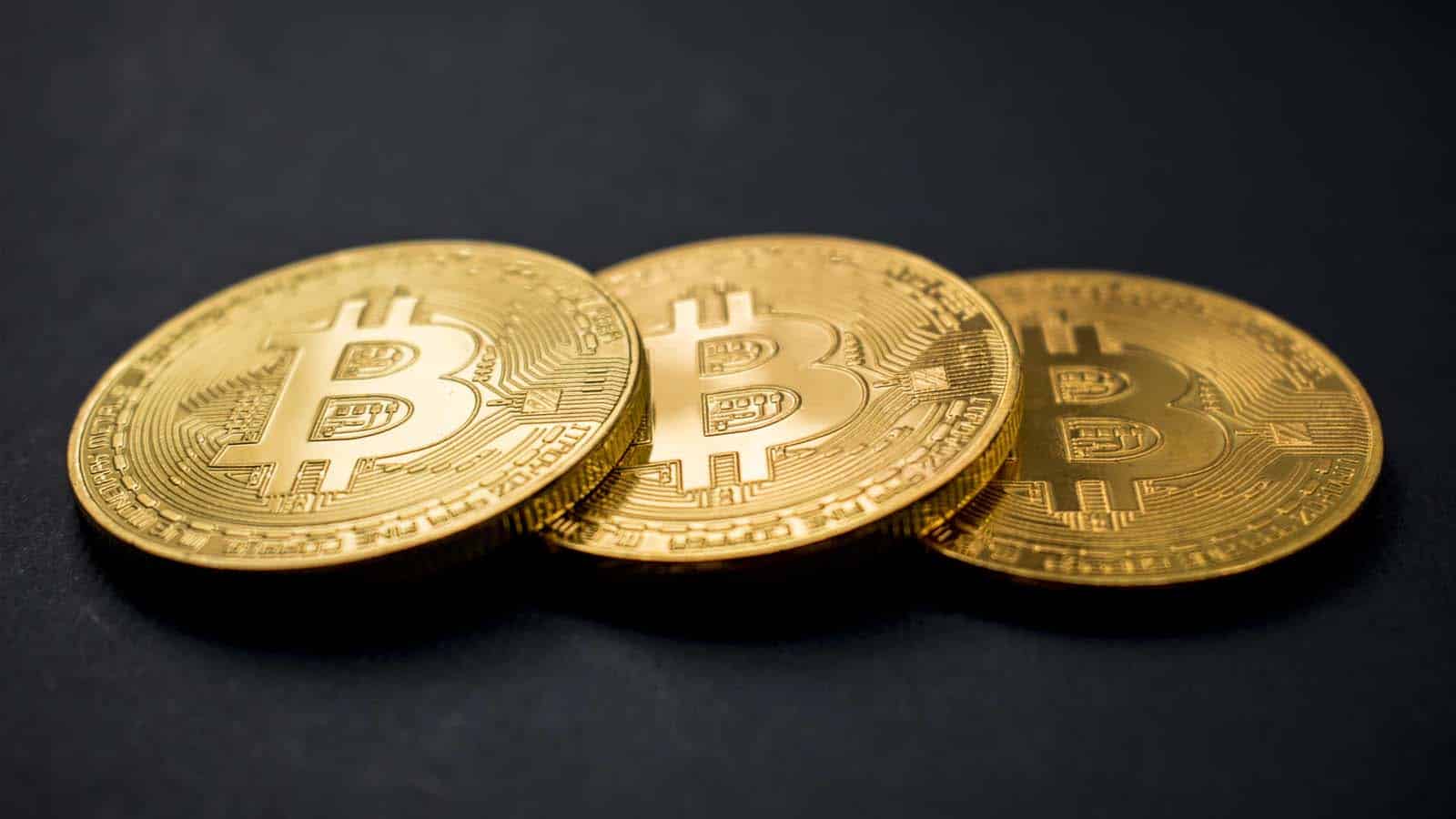 Bitcoin cryptocurrency on table