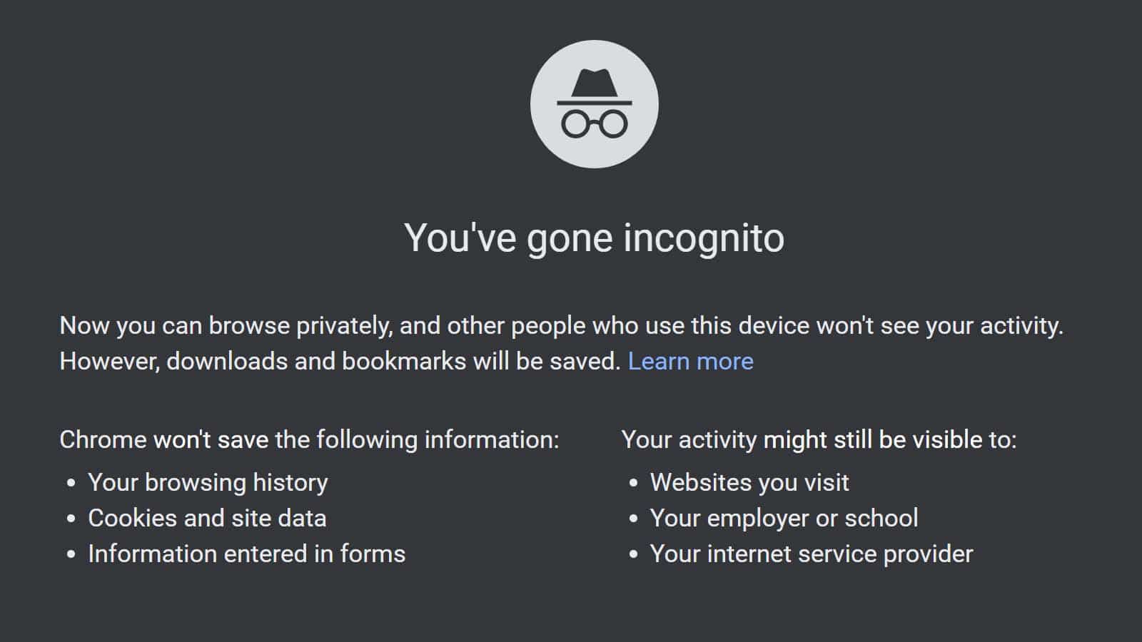 google incognito mode