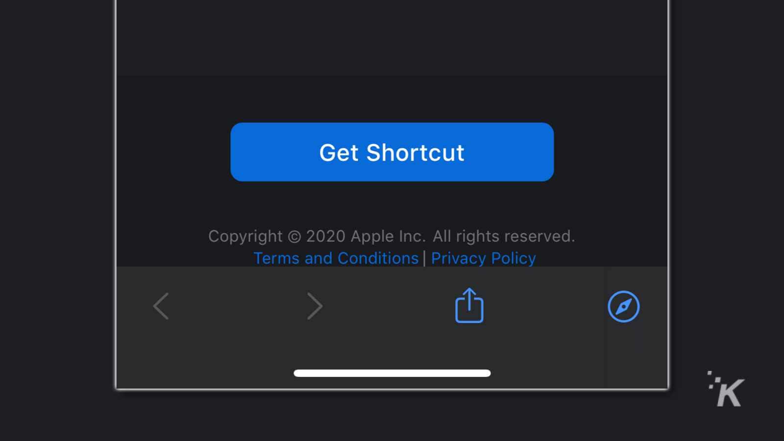 get shortcut button on its the police shortcut for siri