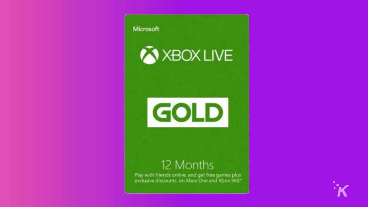 Add 12 months to your Xbox Live Gold membership for just 45