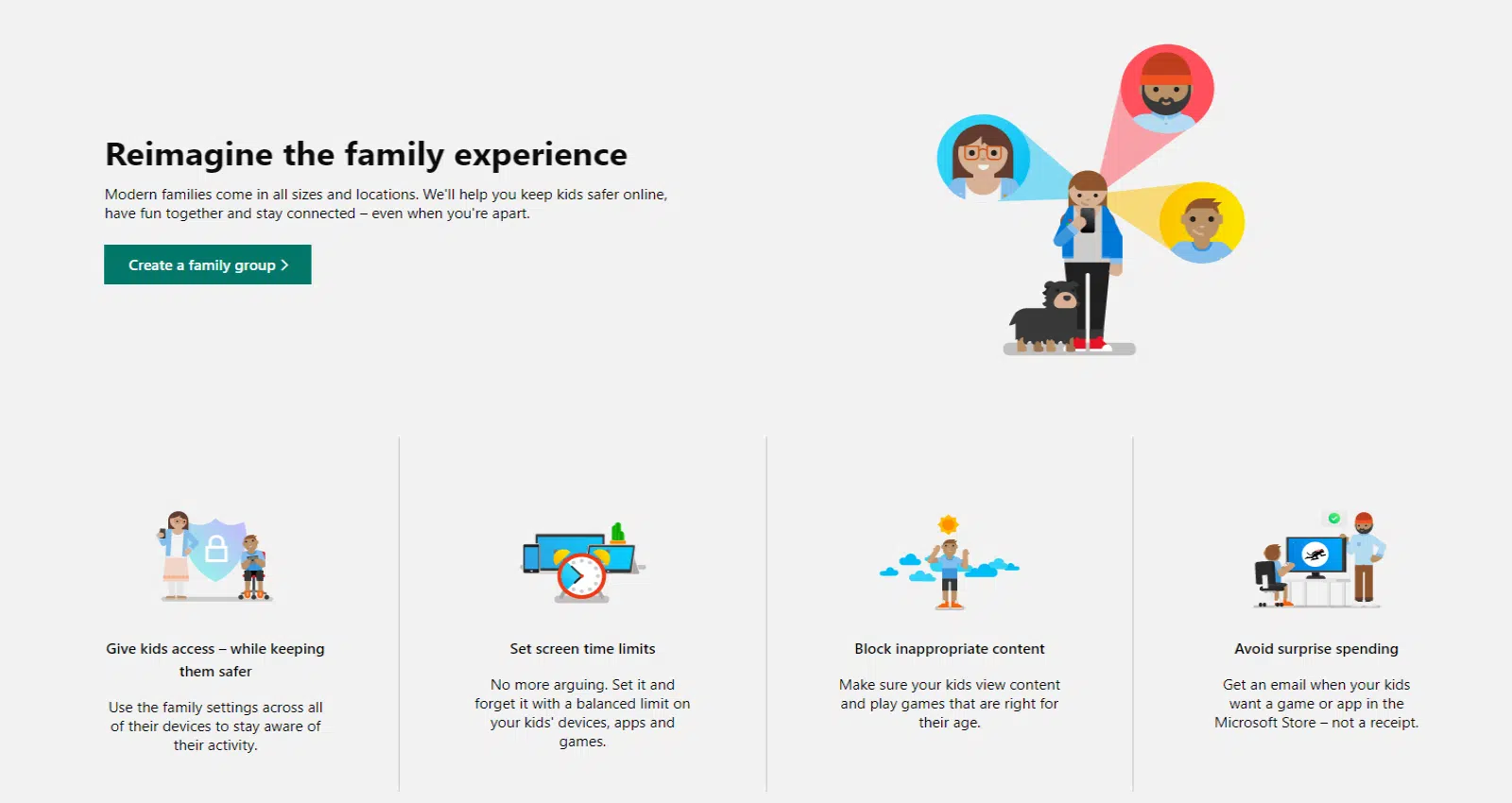 family group creation microsoft safety app