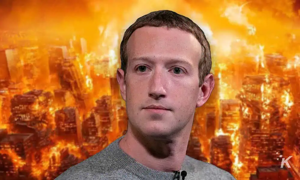 mark zuckerberg up in flames