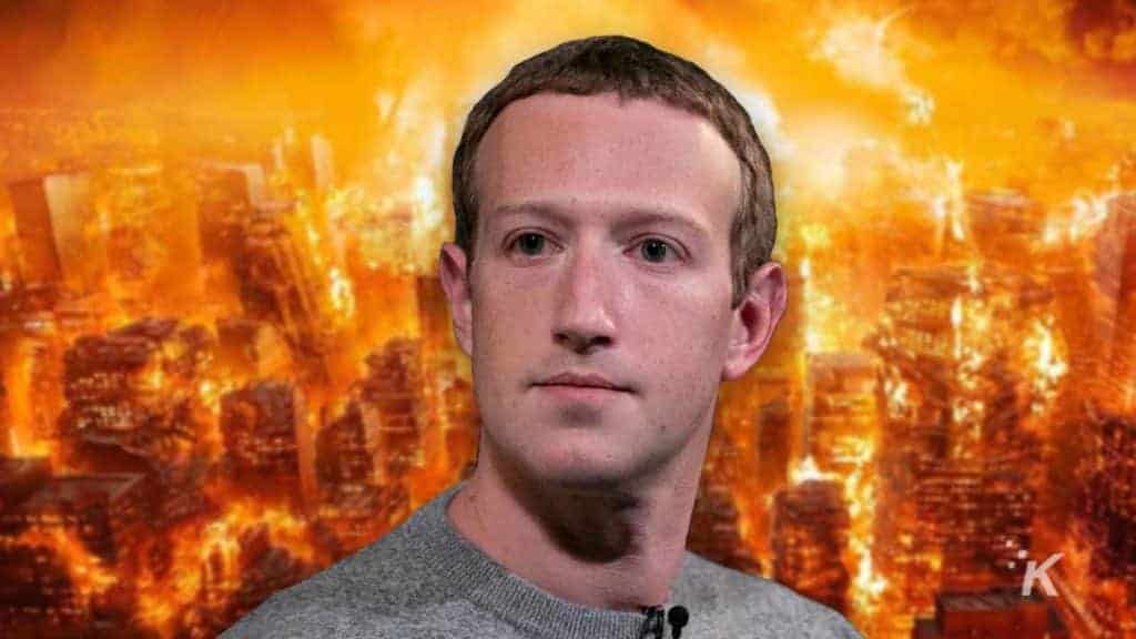 mark zuckerberg up in flames