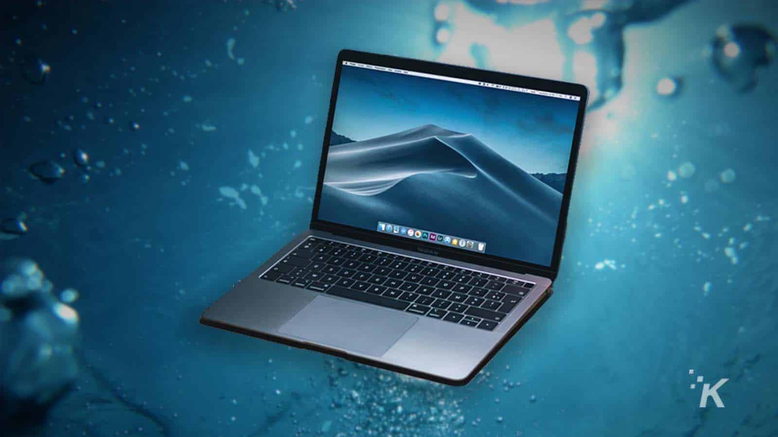 macbook air in water