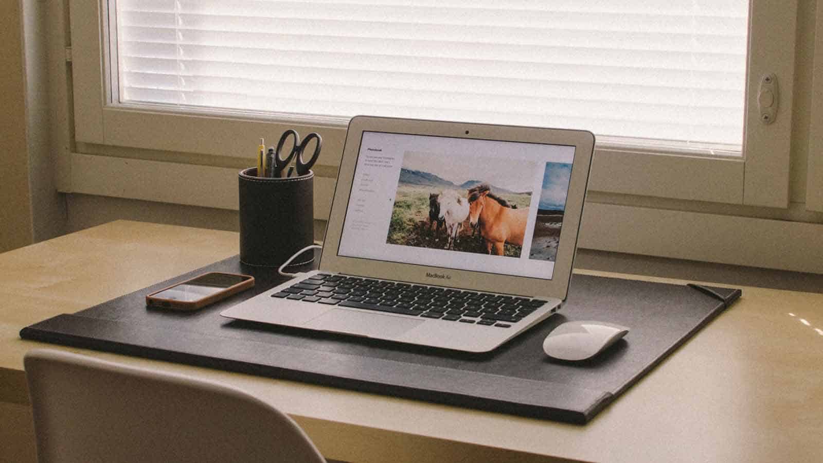 macbook air on table