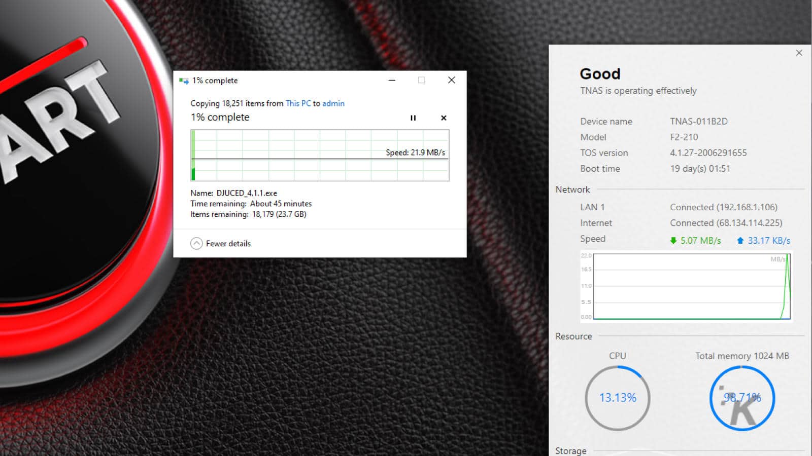 Nas transferring data