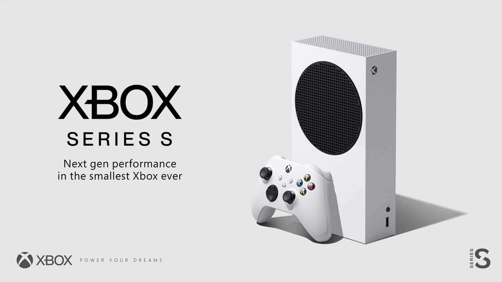 Micorosft xbox series s on white background