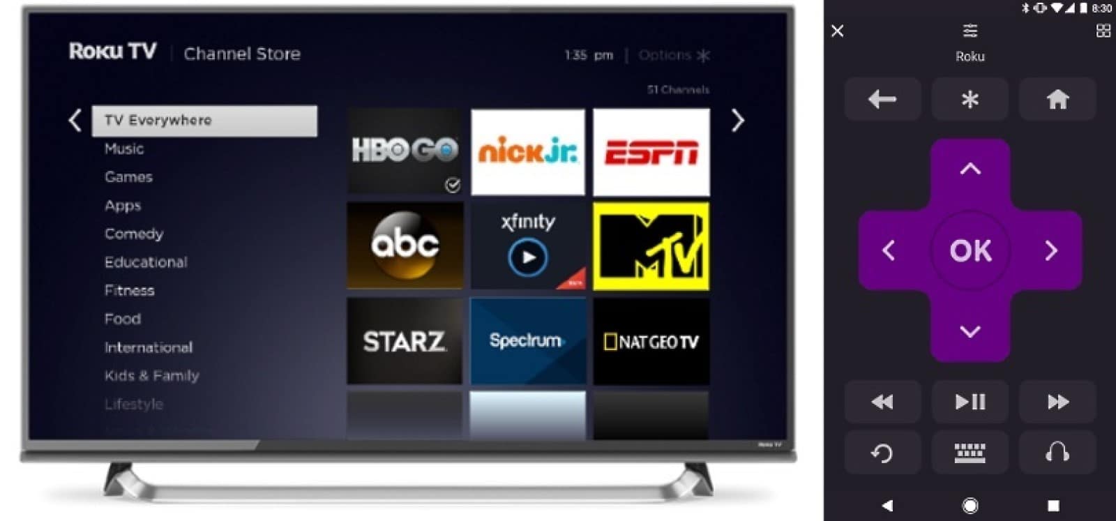 Roku dashboard and app