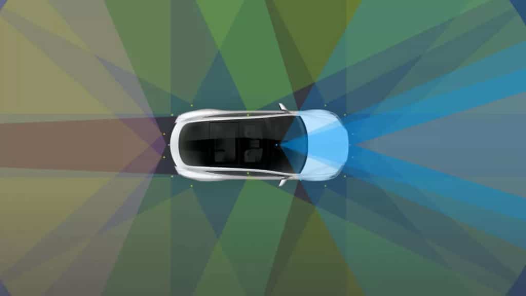 tesla car visualizing full-self driving autopilot