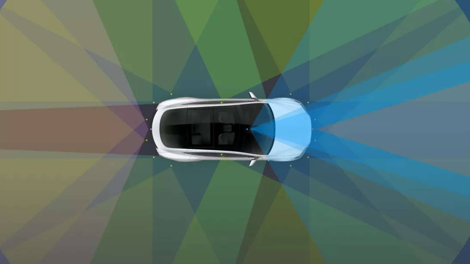 Tesla car visualizing full-self driving autopilot