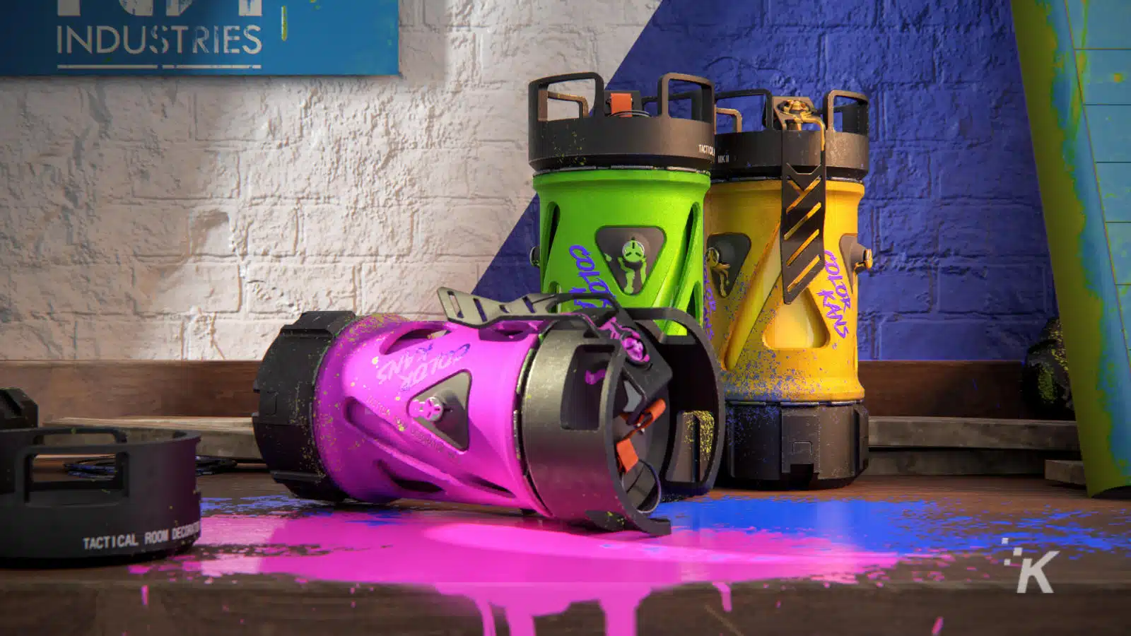 paint cans on desk