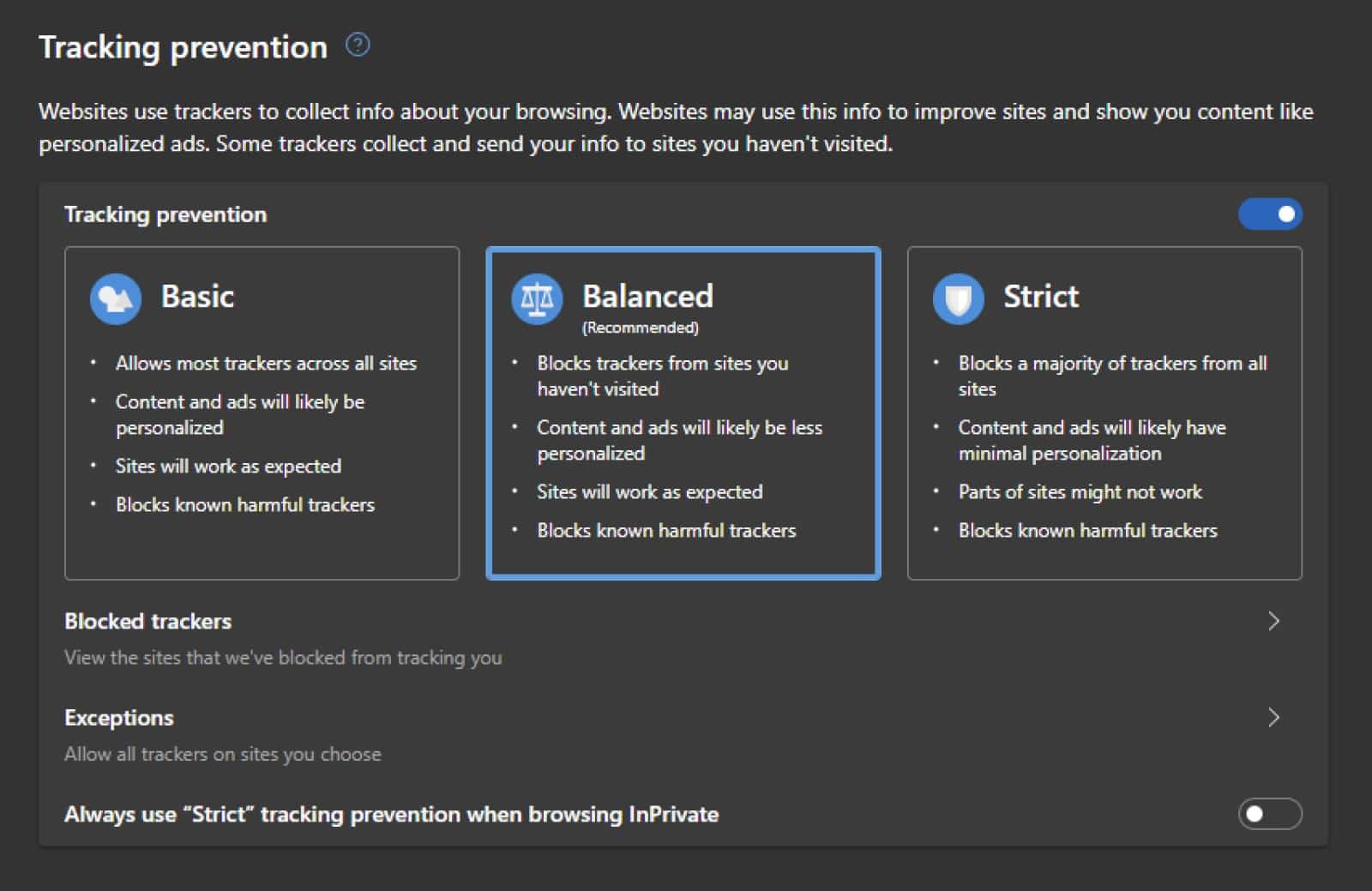 microsoft edge privacy settings