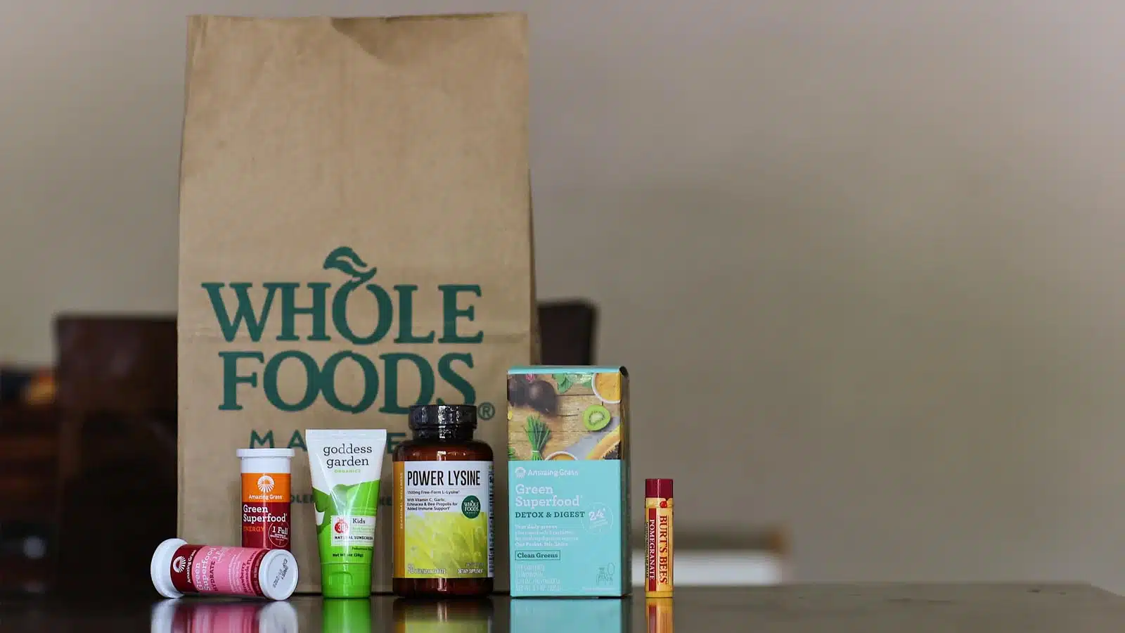 whole foods bag on table