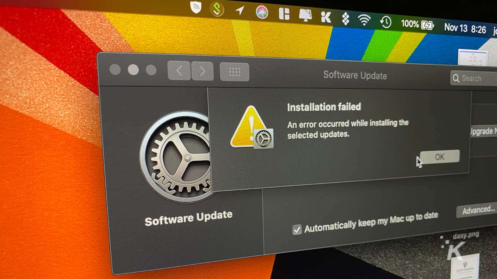 mac os big sur installation failed