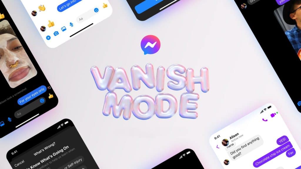 Vanish mode for facebook messenger and instagram