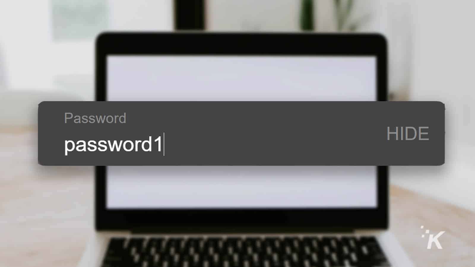 Password1 shown in a password entry field