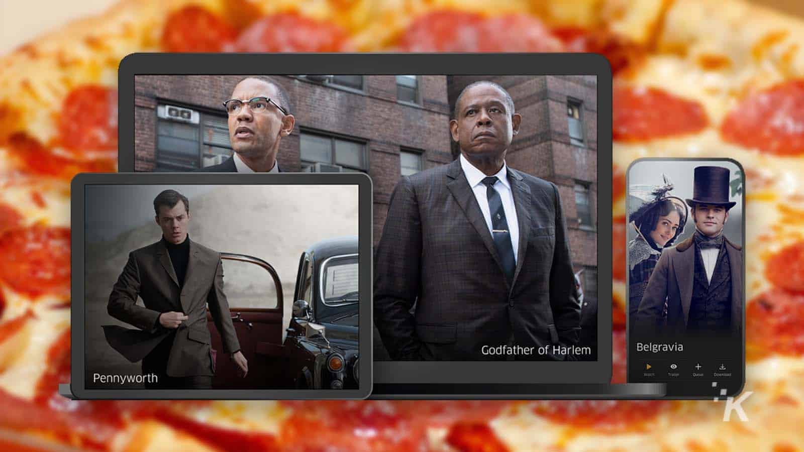 Epix now streaming service with pizza