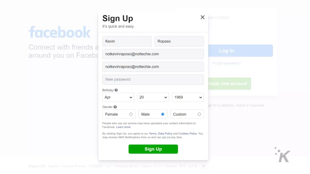 How to create an anonymous Facebook account