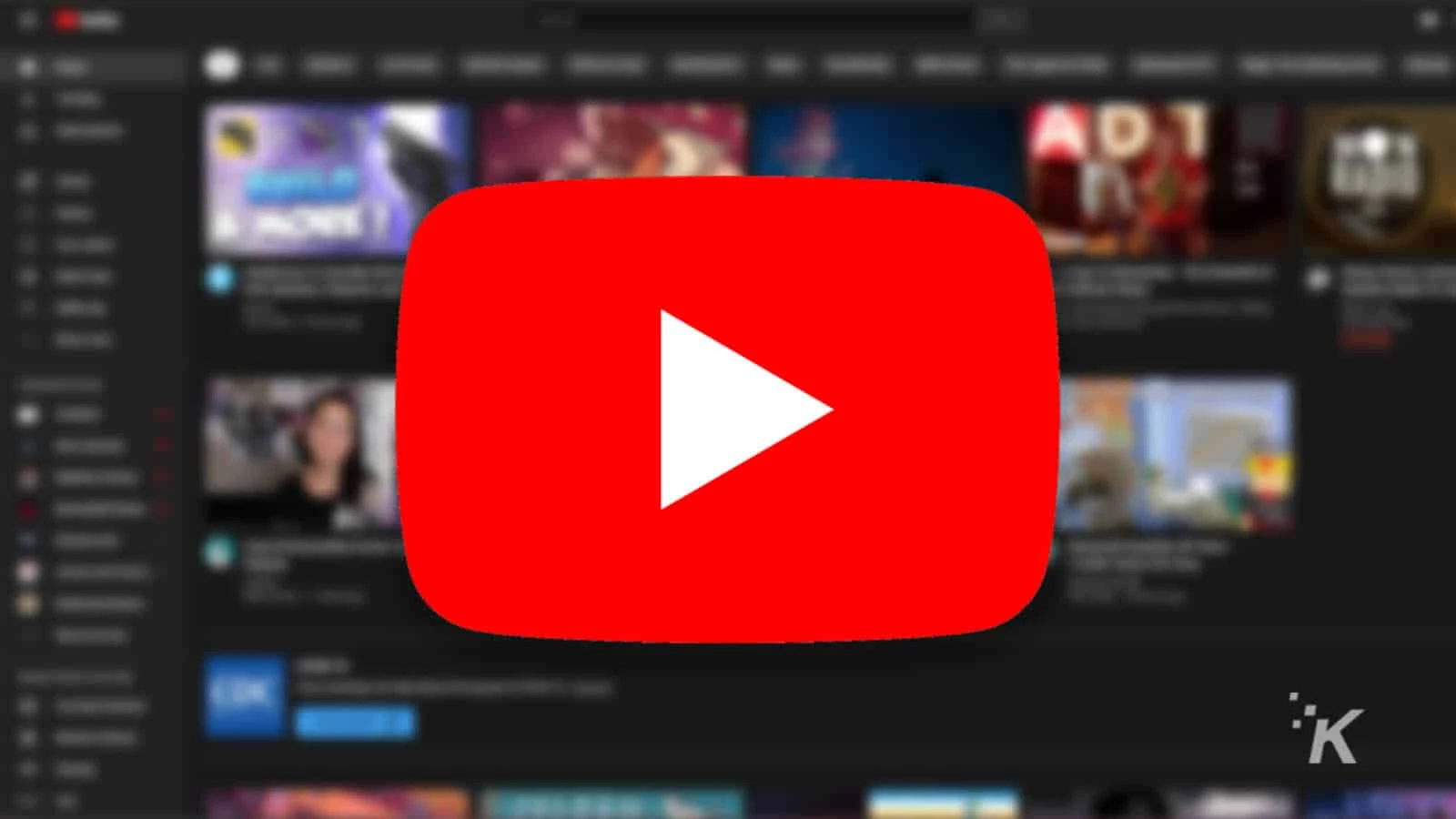 Youtube logo with blurred background