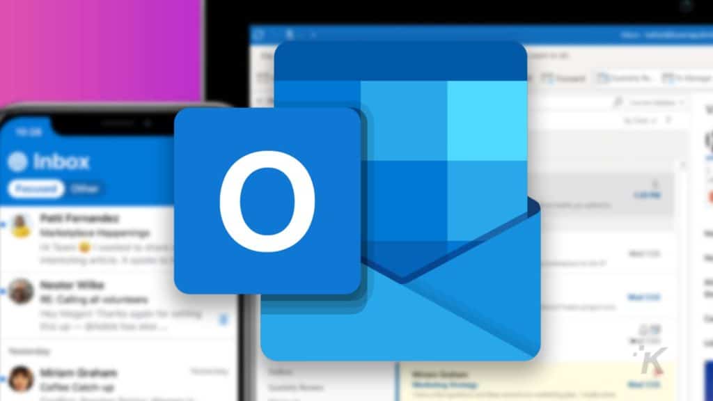 Microsoft outlook logo on blurred background