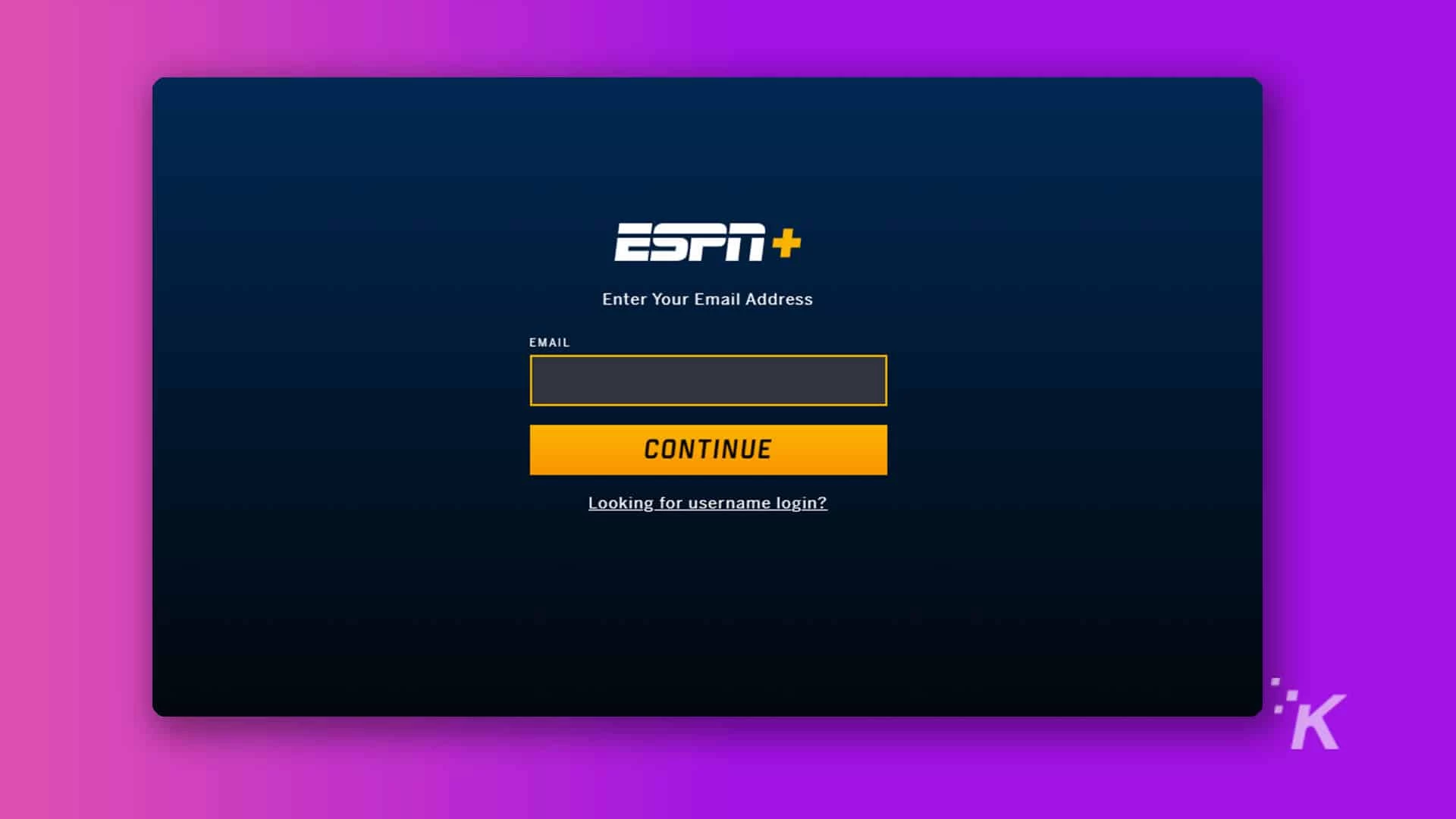 Sign in page for ESPN+