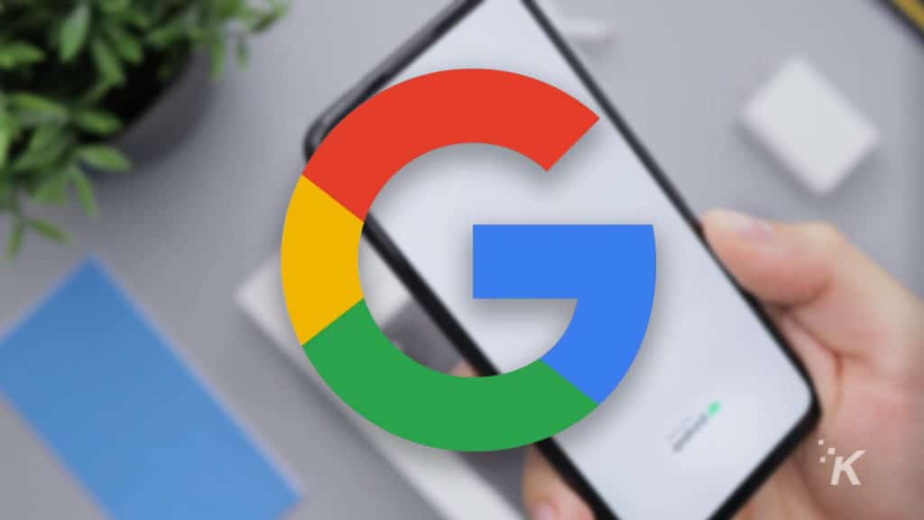 Google logo with blurred pixel background