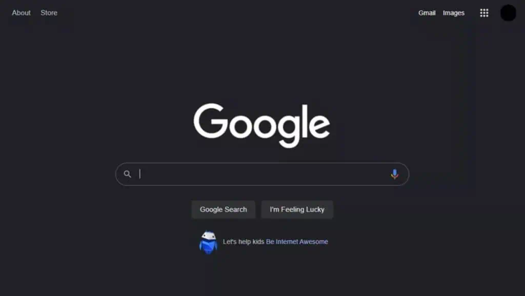 google desktop search dark mode