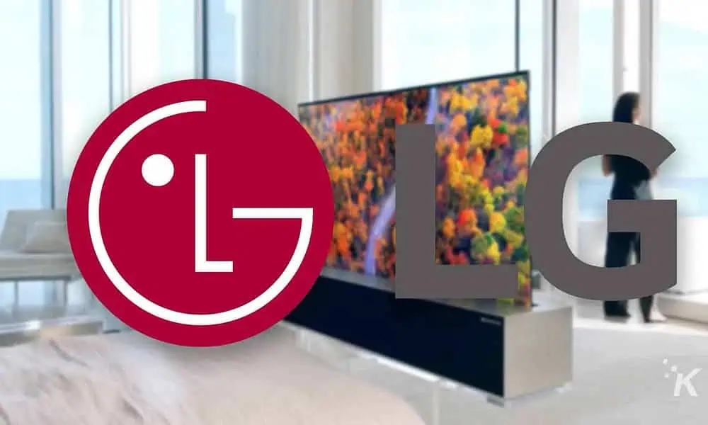 lg logo and rollable tv in background