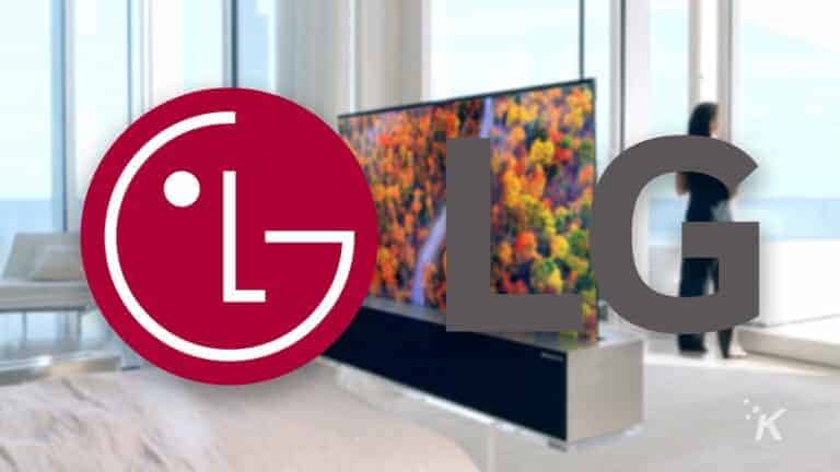 lg logo and rollable tv in background