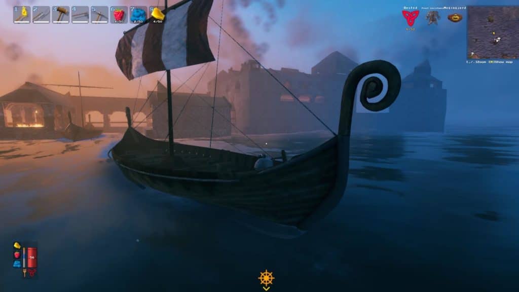 A ship on the water in-game