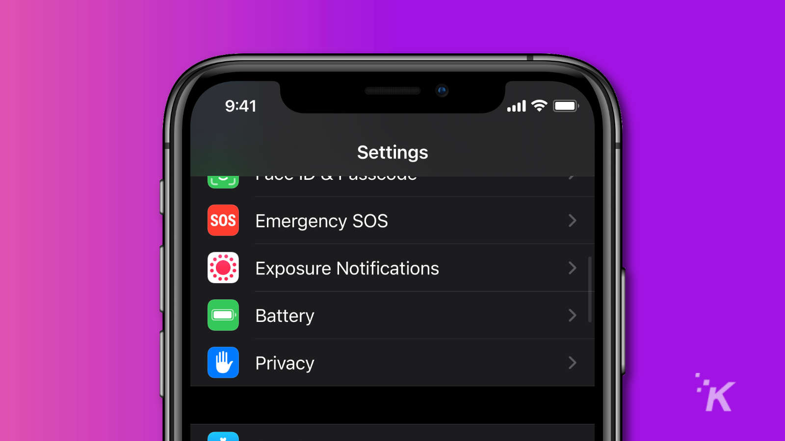 ios privacy menu