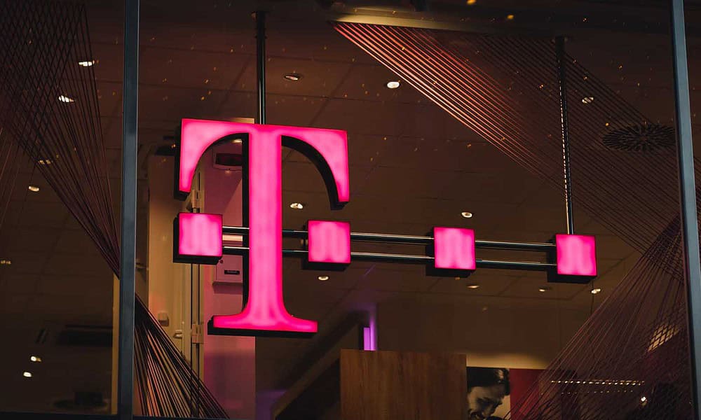 t-mobile logo on glass wall